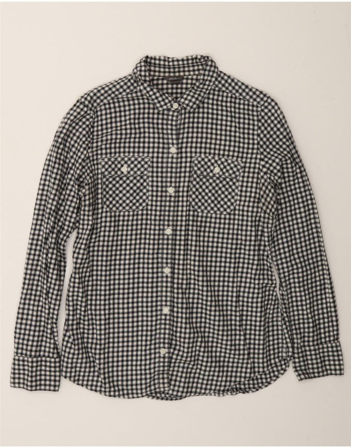 EDDIE BAUER Womens Flannel Shirt UK 14 Medium Black Gingham Vintage Eddie Bauer and Second-Hand Eddie Bauer from Messina Hembry 