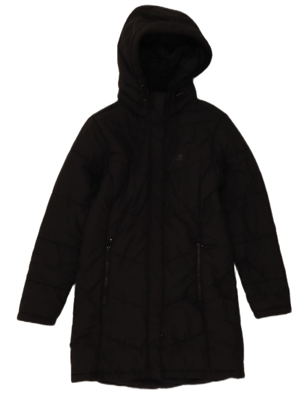 Jack Wolfskin ženski podstavljeni kaput s kapuljačom UK 8/10 mali crni poliester