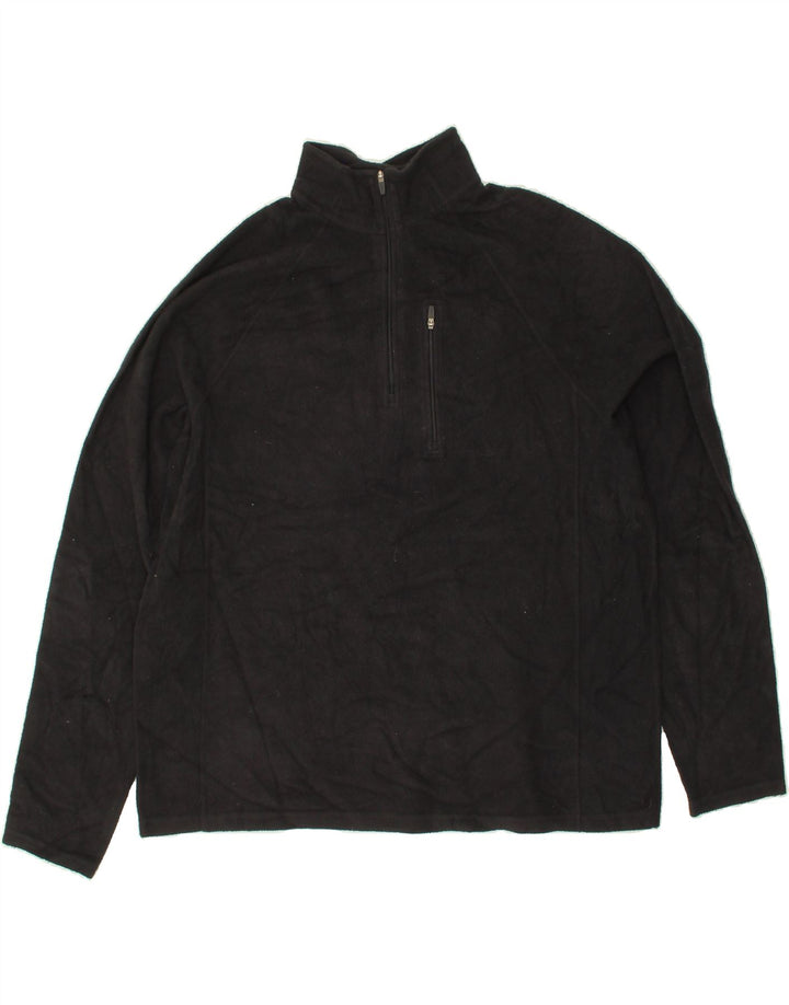 L.L.BEAN Mens Zip Neck Fleece Jumper Large Black Polyester Vintage L.L.Bean and Second-Hand L.L.Bean from Messina Hembry 