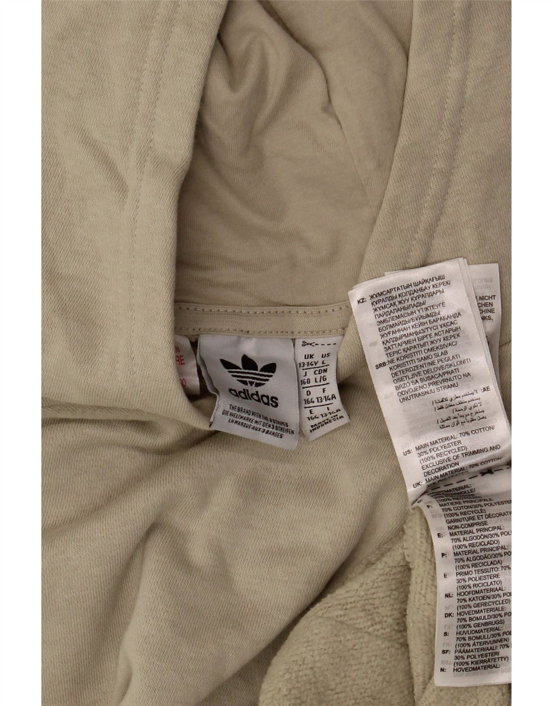 ADIDAS majica s kapuljačom za dječake 13-14 godina, bež pamuk