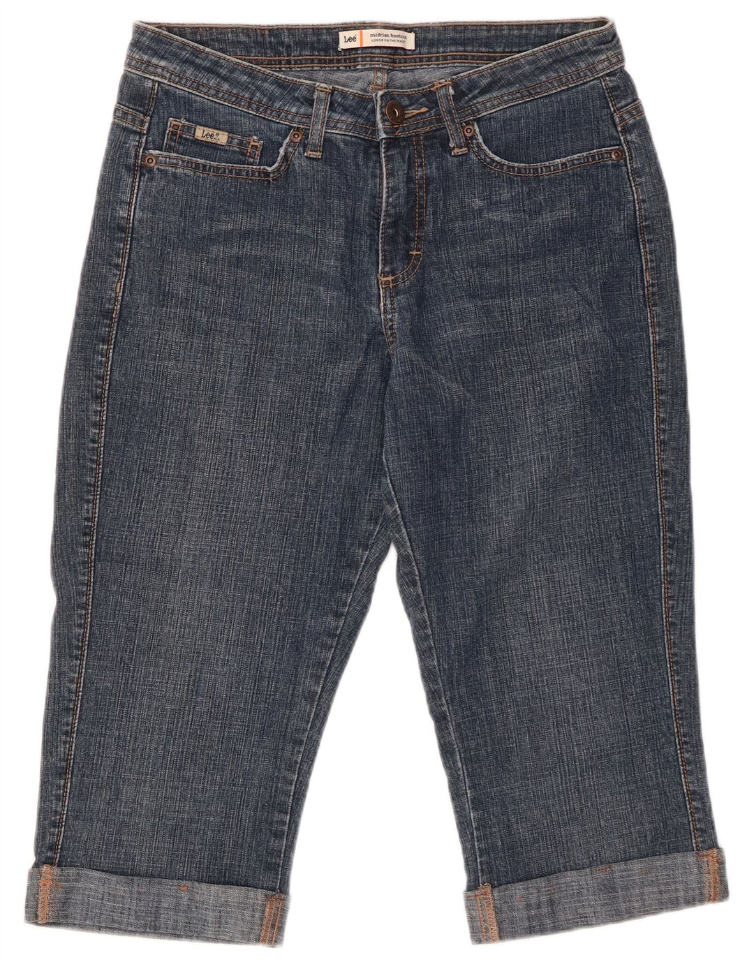 LEE Ženske kapri traperice srednjeg rasta US 8 srednje veličine W29, plavi pamuk