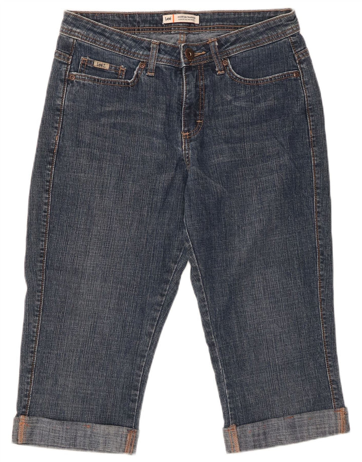 LEE Ženske kapri traperice srednjeg rasta US 8 srednje veličine W29, plavi pamuk
