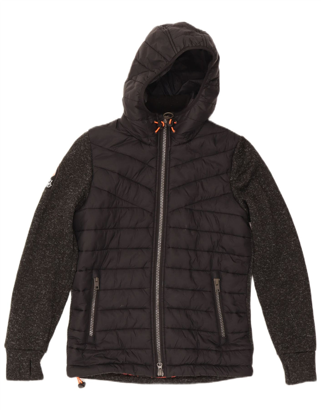Superdry ženska podstavljena jakna s kapuljačom UK 14 Srednji crni flekasti poliester