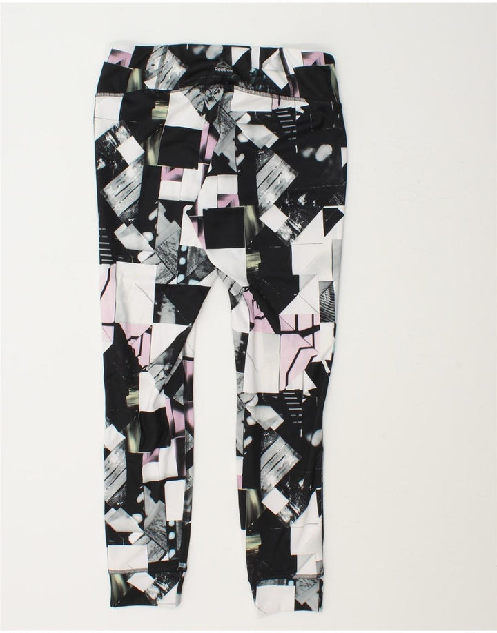 REEBOK Womens Leggings UK 12/14 Medium  Multicoloured Geometric Polyester Vintage Reebok and Second-Hand Reebok from Messina Hembry 