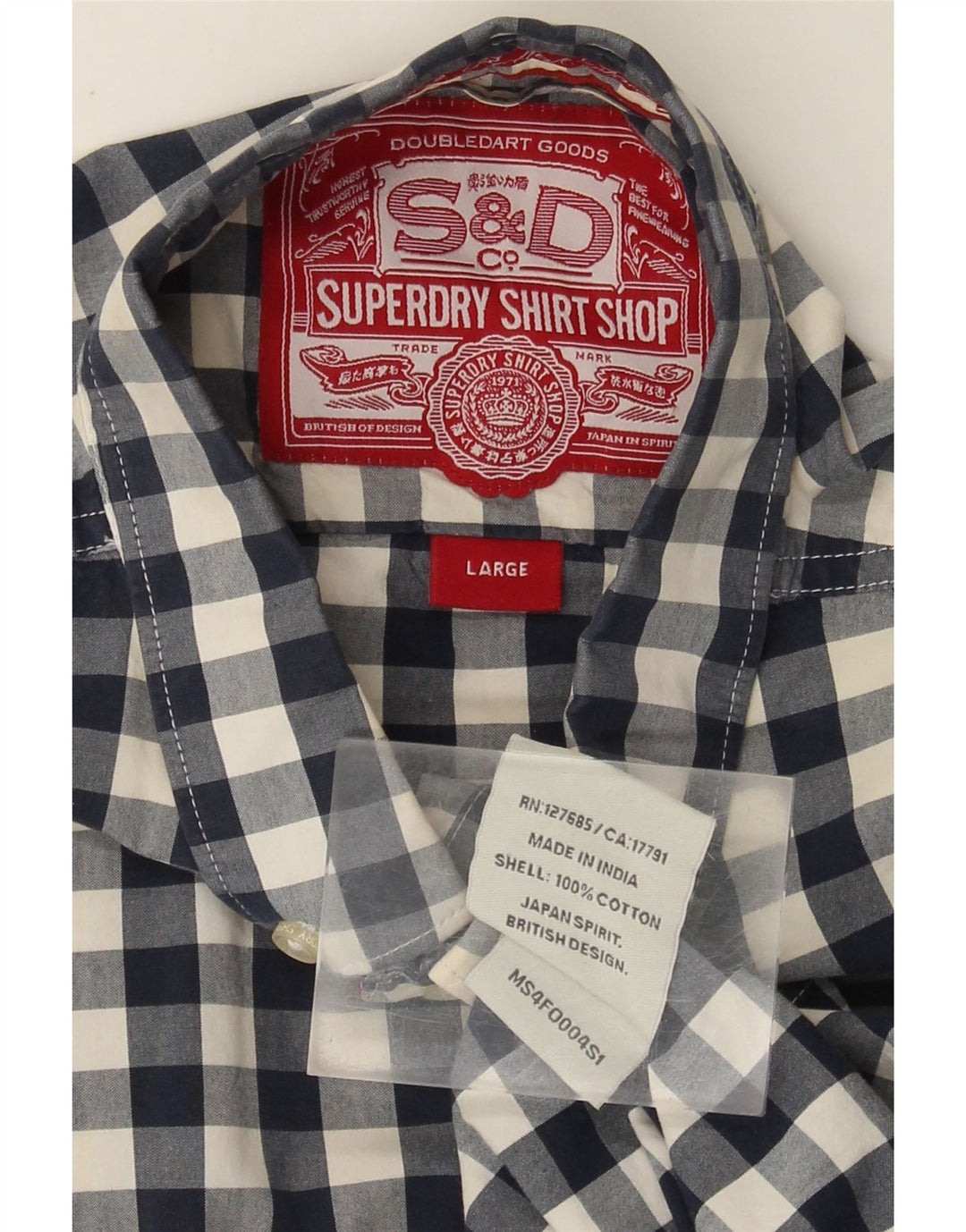 Superdry muška košulja velika tamnoplava gingham pamuk