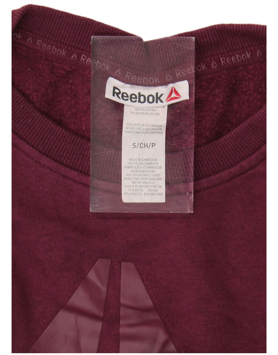 Reebok Ženska prekomjerna majica s grafičkim motivima UK 10 Small Maroon Cotton