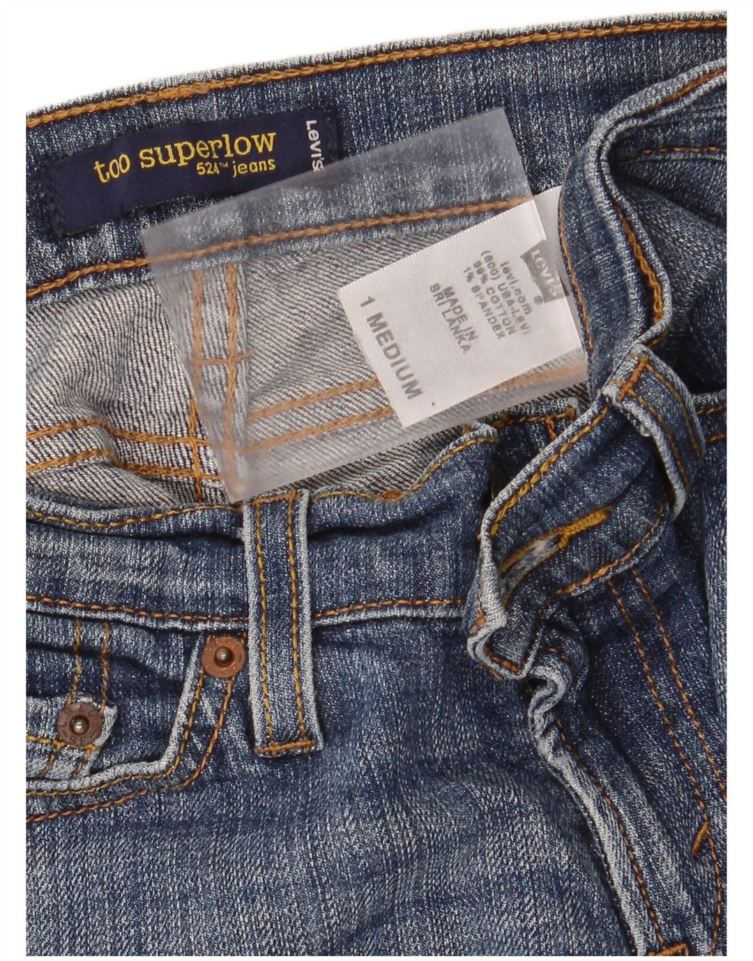 LEVI'S Ženske 524 Too Superlow uske traperice US 1 XS W28 L32 Plavi pamuk