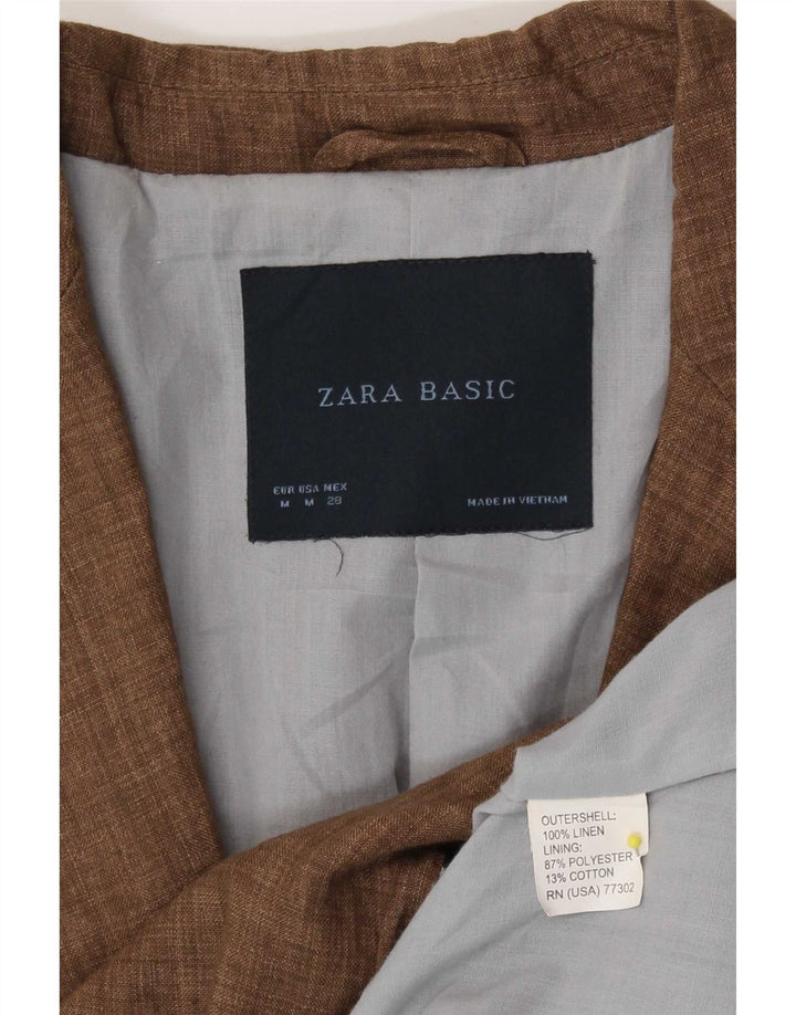 Zara ženski sako sa 1 gumbom UK 14 srednje smeđe platno