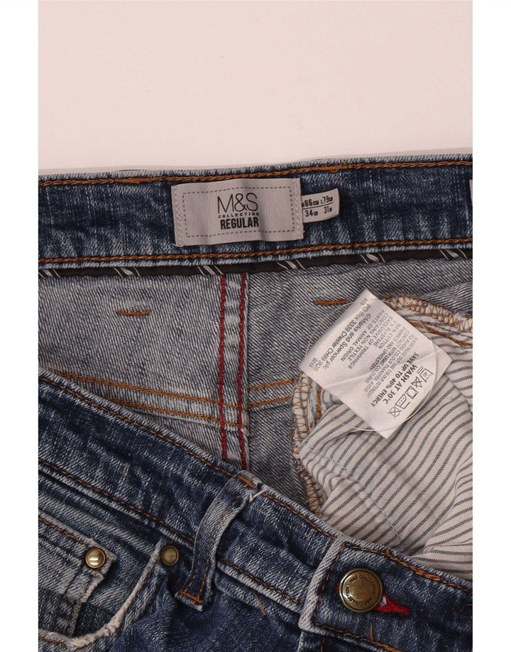 Marks & Spencer muške obične ravne traperice W34 L29 plavi pamuk