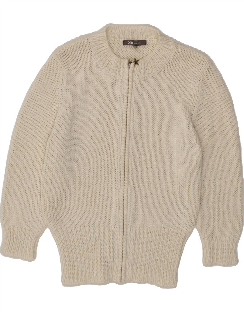 MEXX Womens 3/4 Sleeve Cardigan Sweater UK 12 Medium White Acrylic Vintage Mexx and Second-Hand Mexx from Messina Hembry 