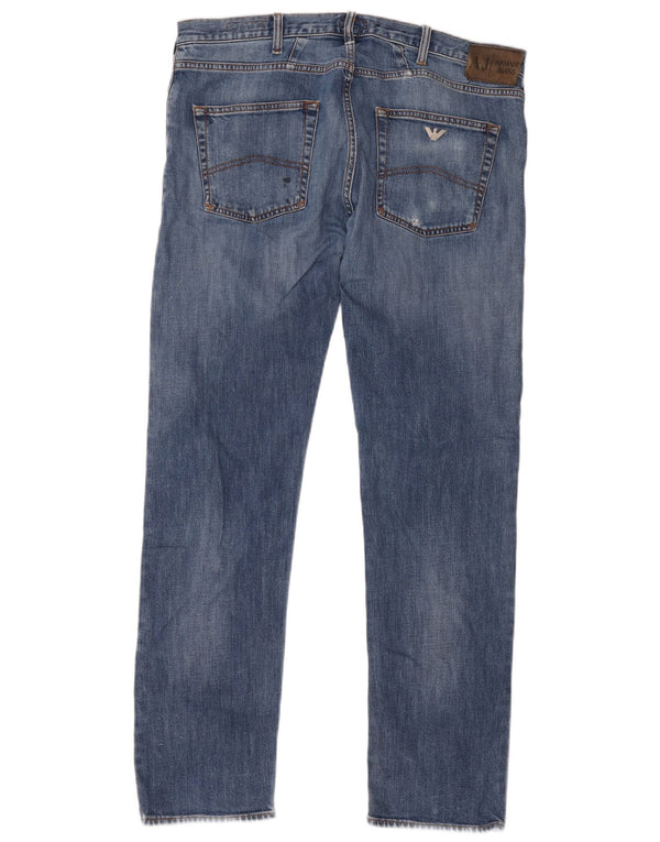 Armani Mens J45 Regular Straight Jeans W38 L34 Plavi pamuk