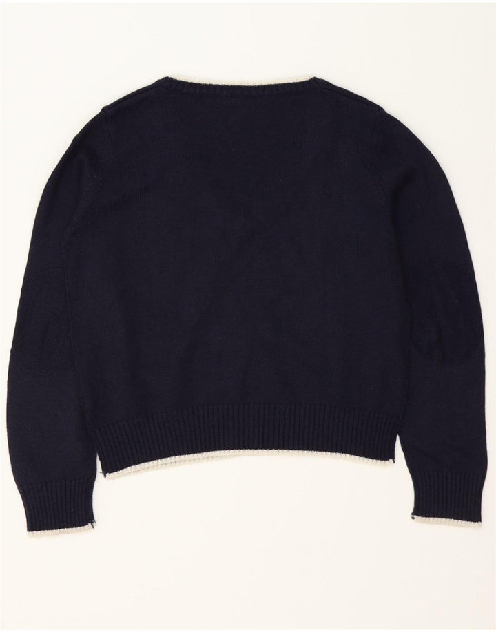 LOTTO Womens V-Neck Jumper Sweater UK 14 Medium Navy Blue Wool Vintage Lotto and Second-Hand Lotto from Messina Hembry 