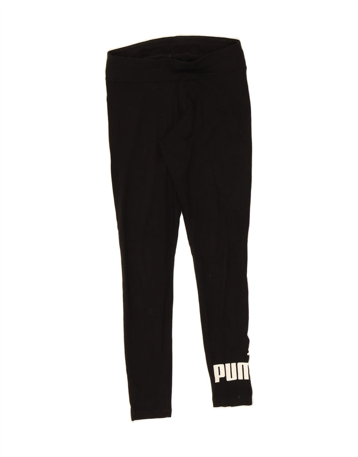PUMA Womens Graphic Leggings UK 10 Small Black Cotton Vintage Puma and Second-Hand Puma from Messina Hembry 