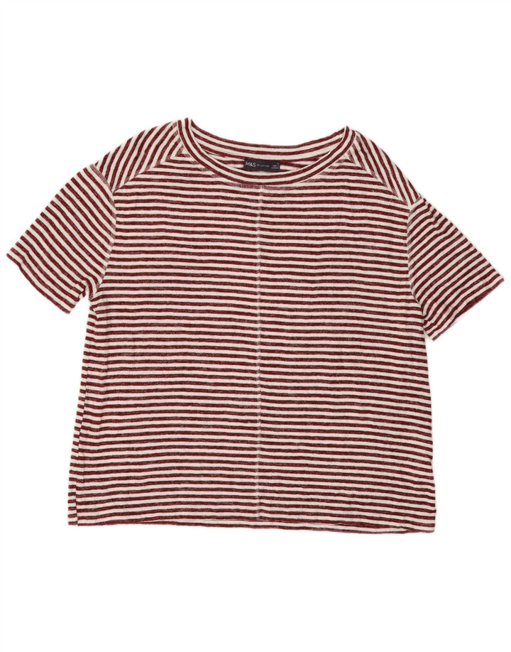 Marks & Spencer ženska majica kratkih rukava UK 12 srednje crvene pruge od viskoze