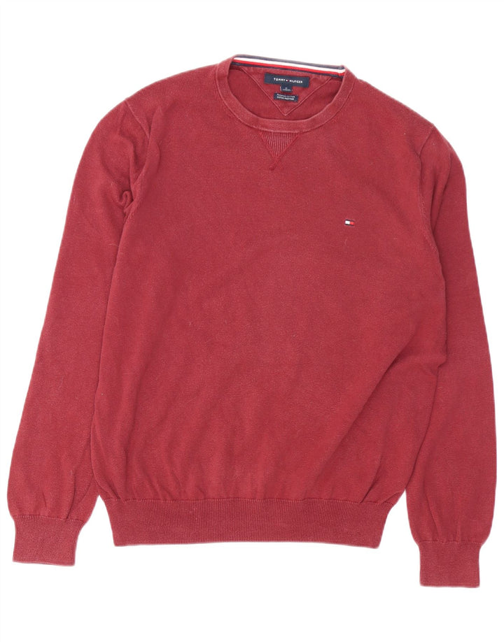 TOMMY HILFIGER Muški džemper s okruglim izrezom, srednje kestenjasti pamuk