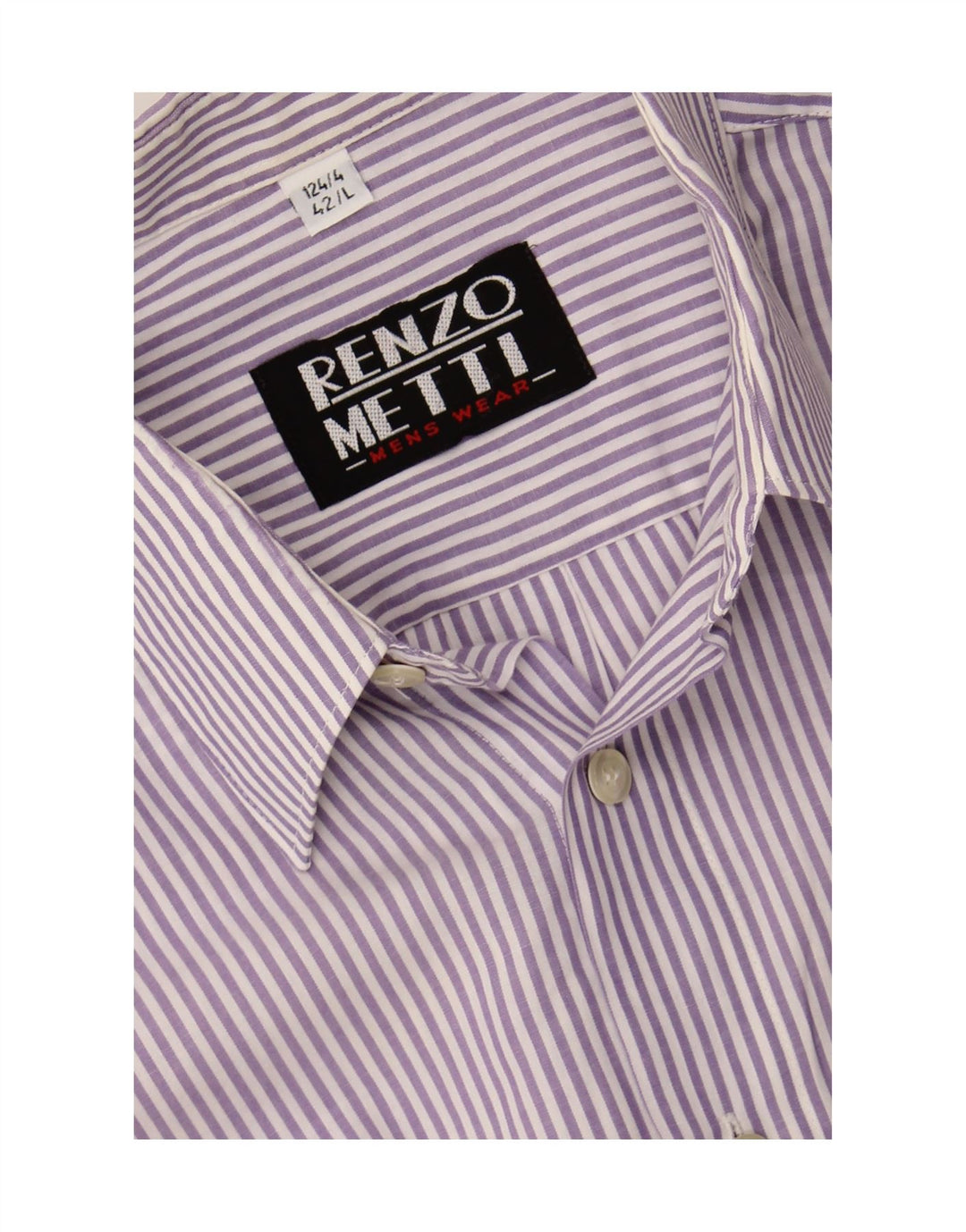RENZO Mens Shirt Size 42 Large Purple Striped