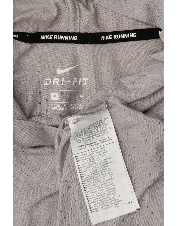 Nike Dri Fit majica kratkih rukava s kapuljačom srednje sivi poliester