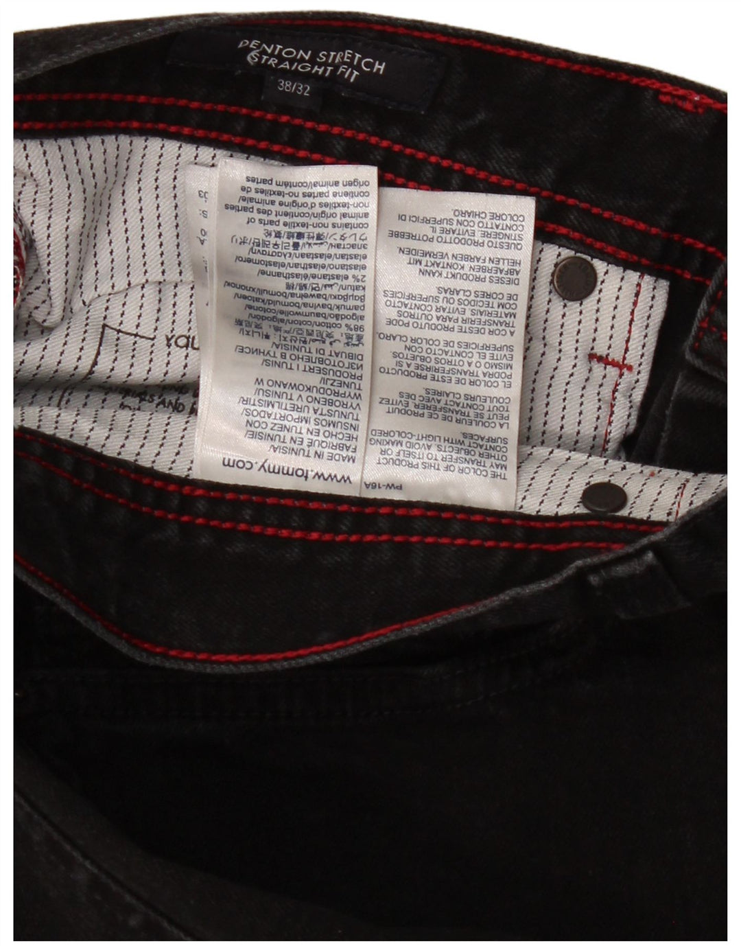 TOMMY HILFIGER muške Denton ravne traperice W38 L23 crni pamuk