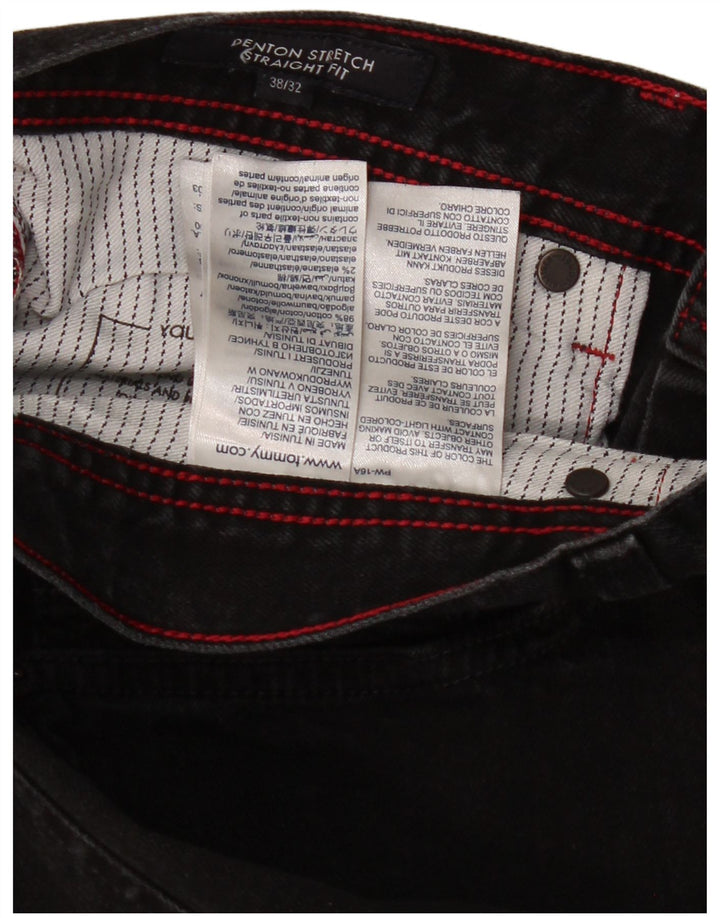 TOMMY HILFIGER muške Denton ravne traperice W38 L23 crni pamuk