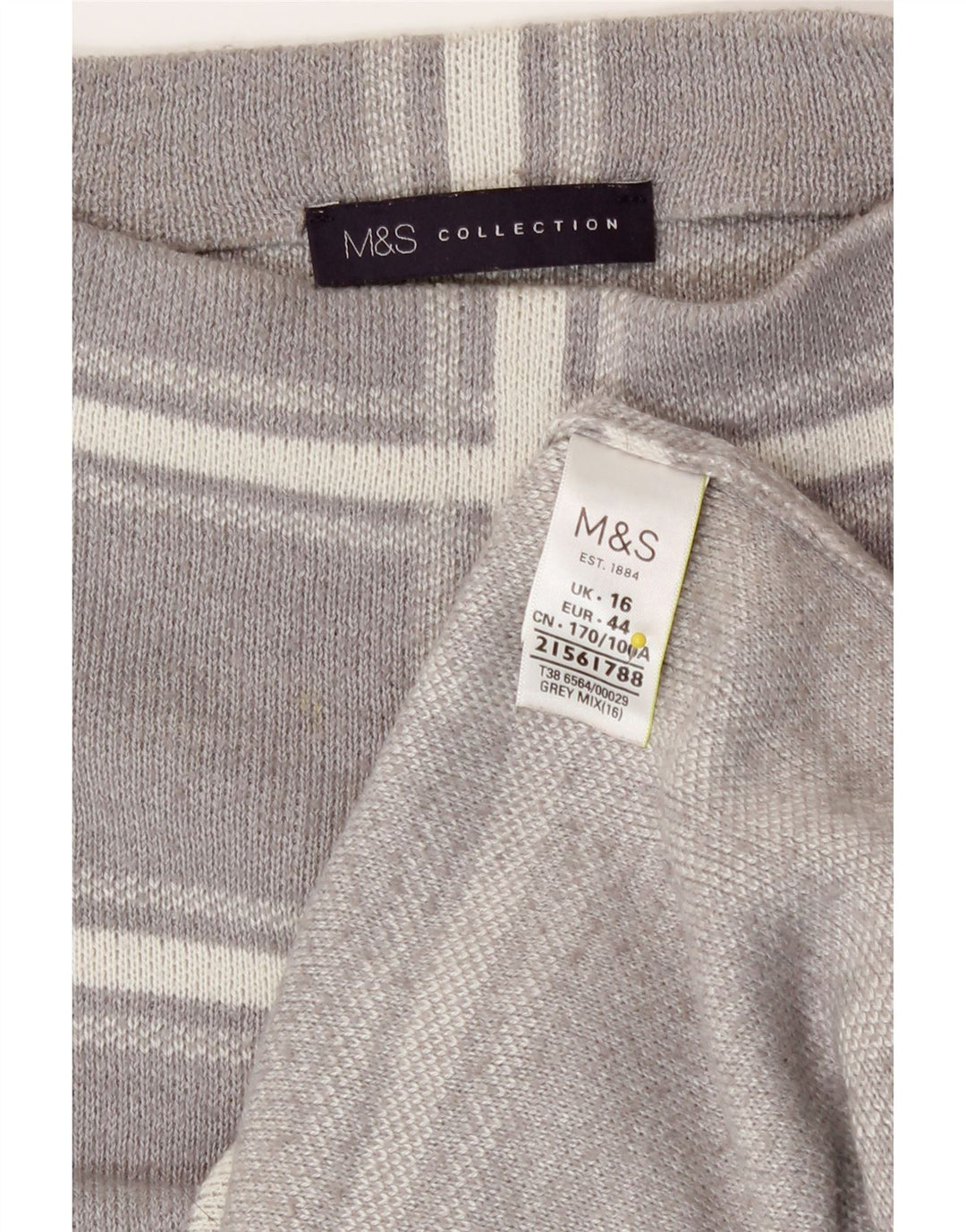 Marks & Spencer ženski džemper s okruglim izrezom UK 16 Veliki sivi karirani