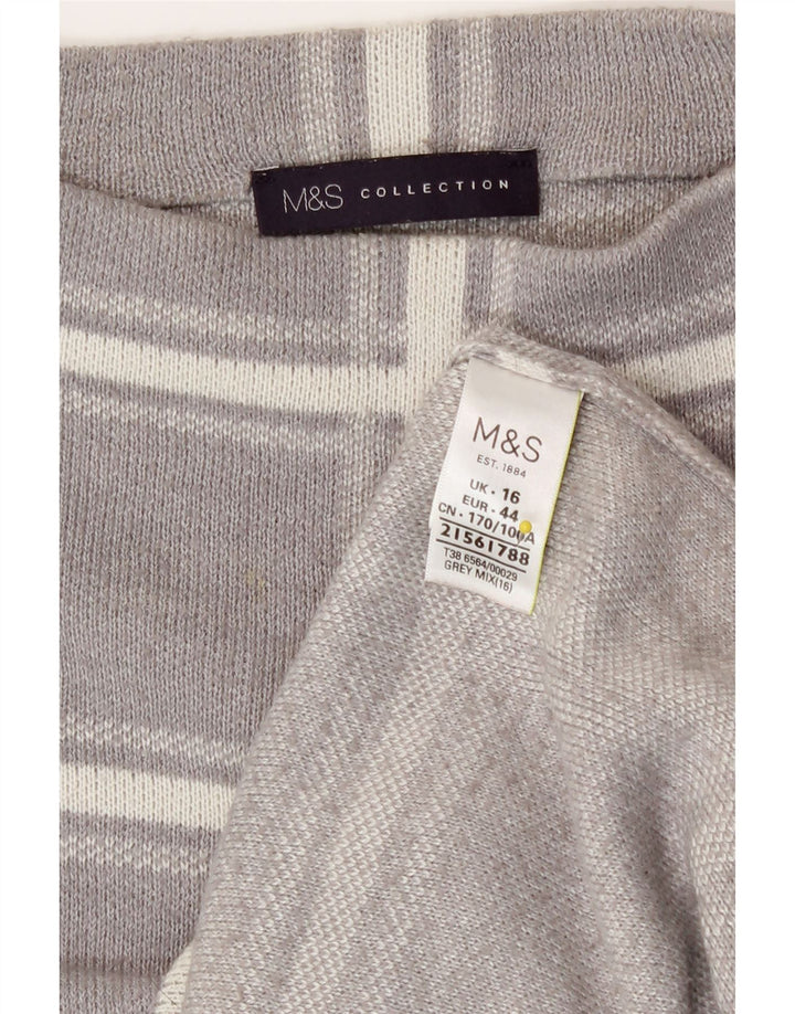 Marks & Spencer ženski džemper s okruglim izrezom UK 16 Veliki sivi karirani
