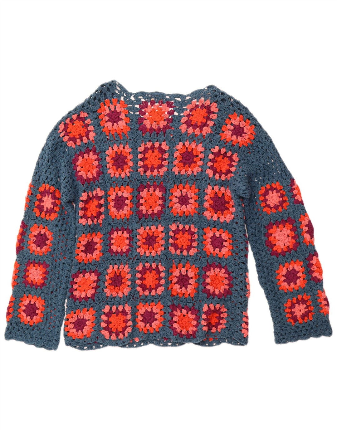 MONSOON ženski heklani džemper s lađastim izrezom UK 10 Mali plavi karirani