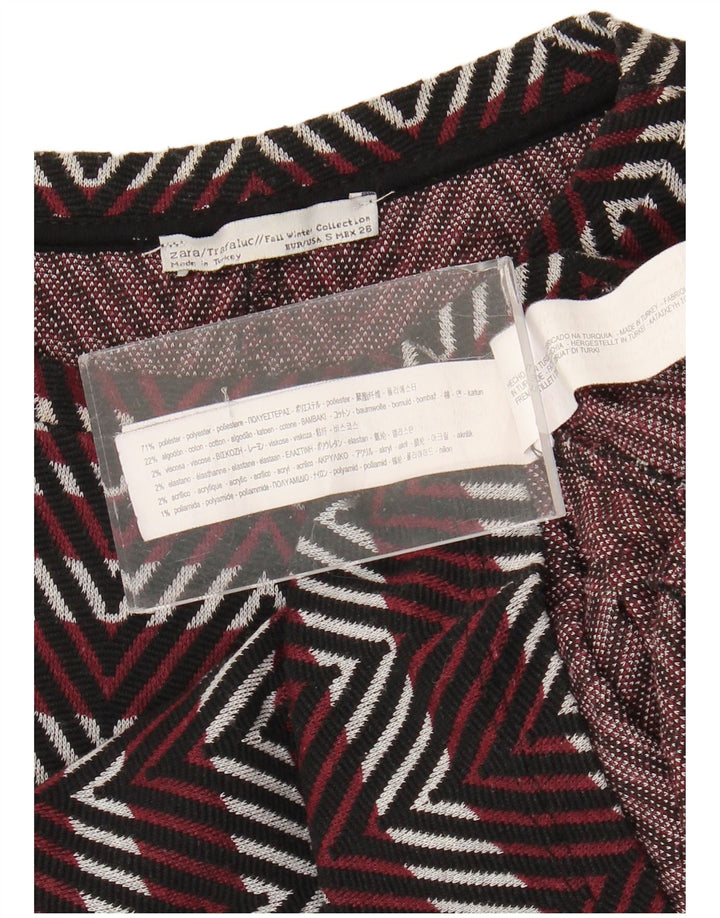 Zara ženska Trafaluc Basic haljina UK 8 Mali bordo Chevron poliester