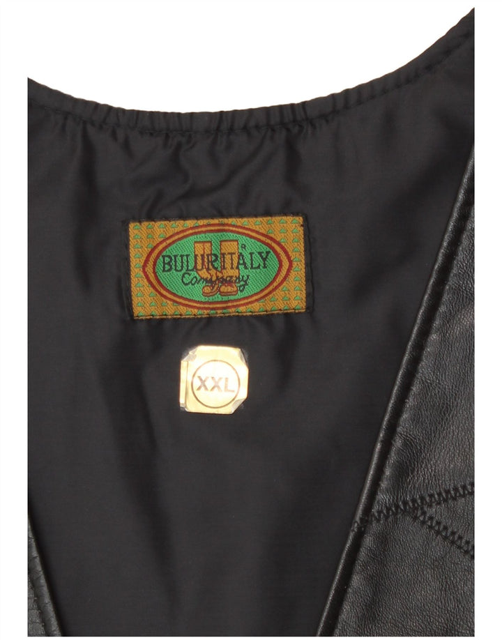 Vintage ženski kožni prsluk 2XL crni patchwork biciklist