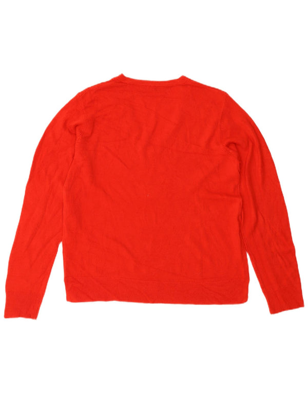 MARKS & SPENCER Ženski džemper s V-izrezom UK 14 Veliki crveni akril