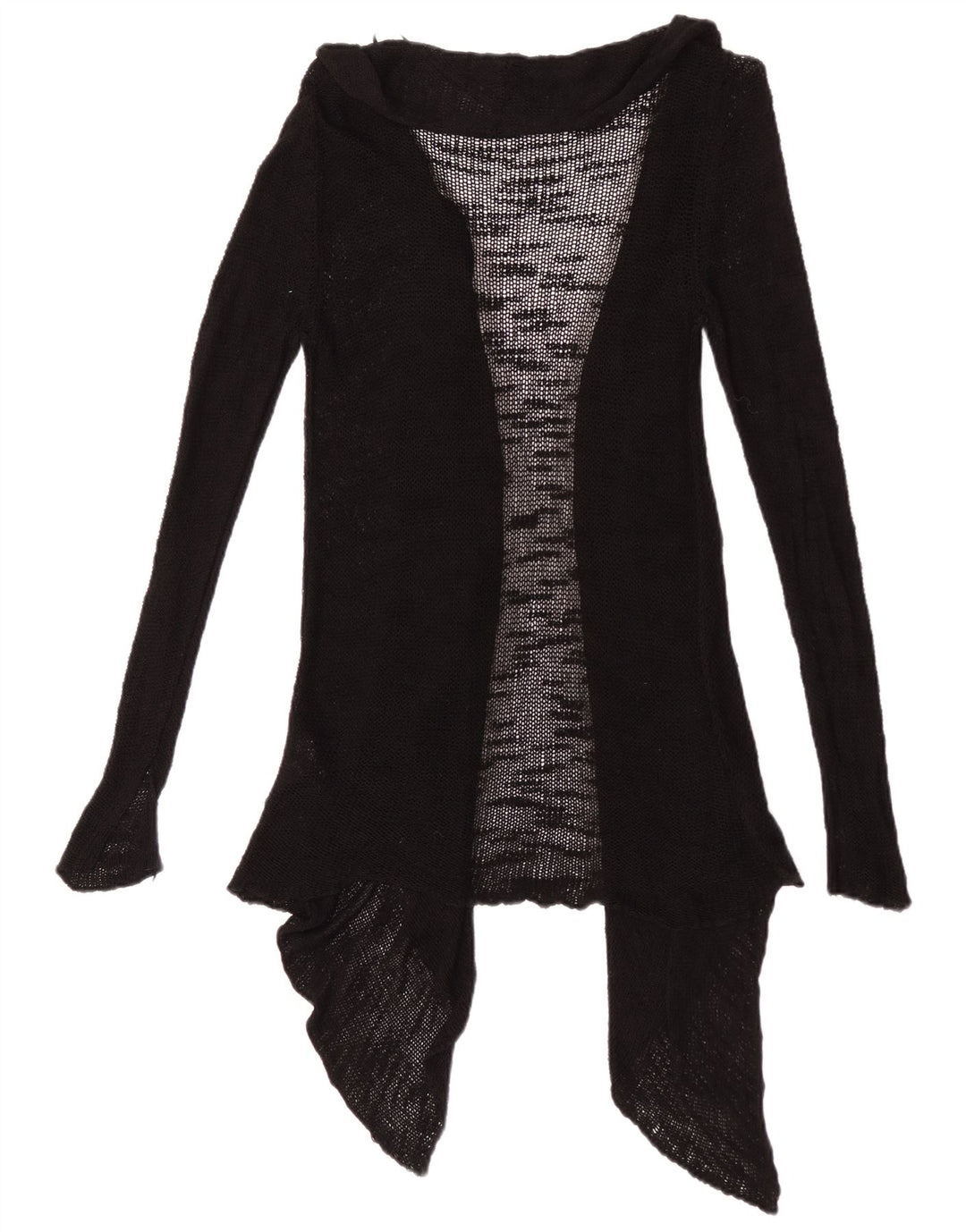 Zara ženski prozirni otvoreni kardigan pulover UK 12 srednje crne viskoze