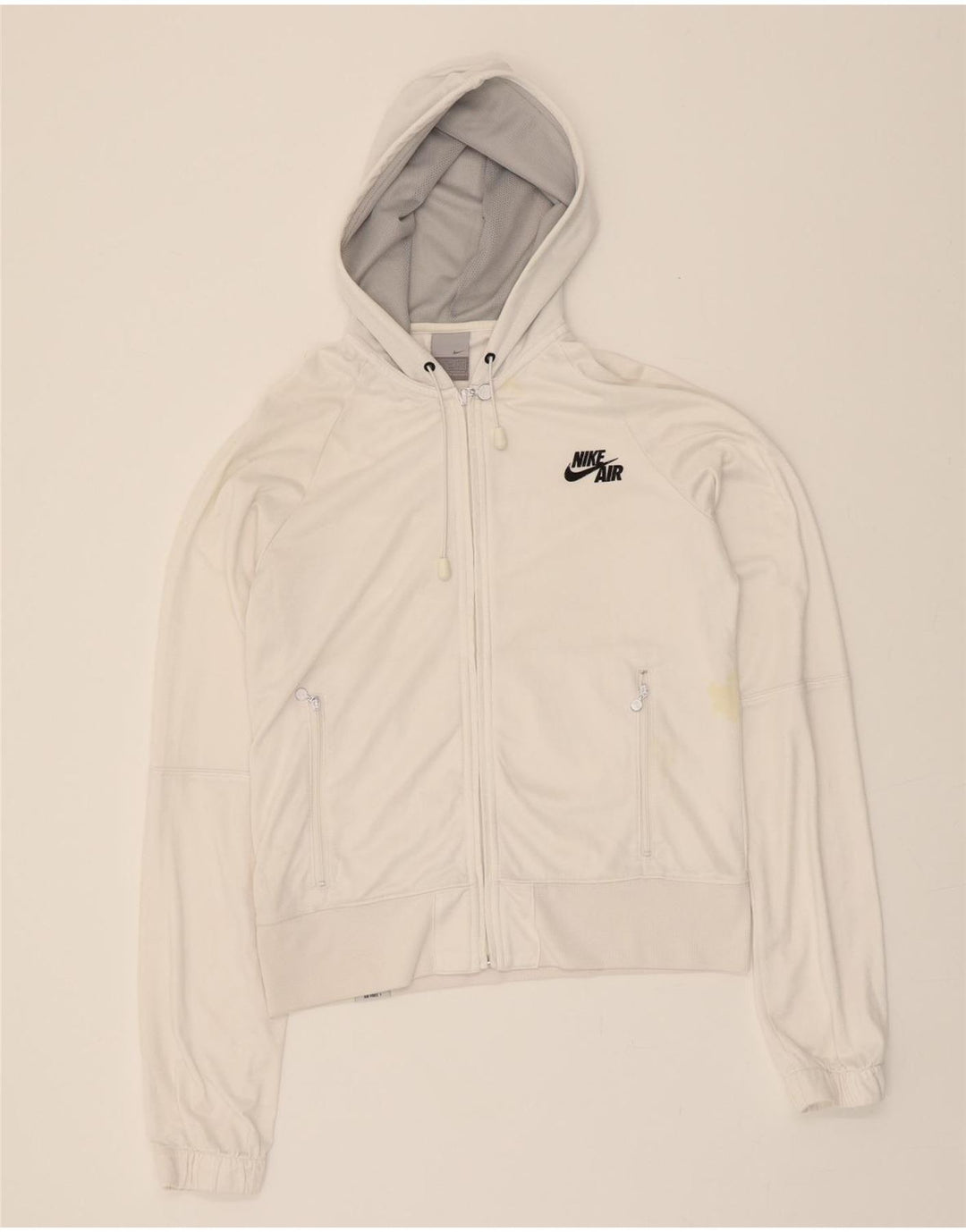 NIKE Womens Zip Hoodie Sweater UK 14 Large White Vintage Nike and Second-Hand Nike from Messina Hembry 