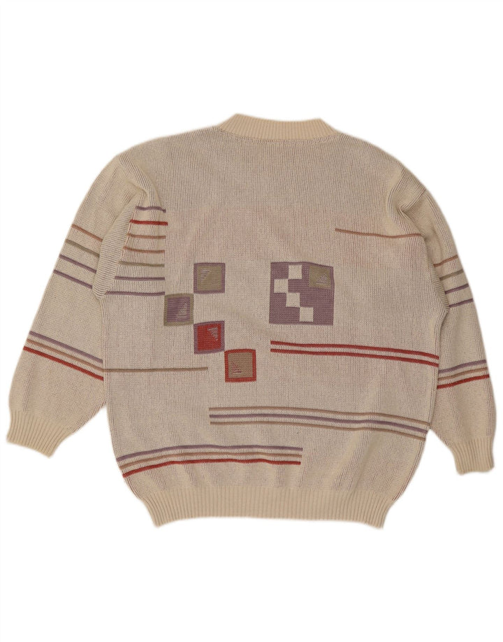 Vintage muški džemper s okruglim izrezom IT 48/50 srednje sivi geometrijski