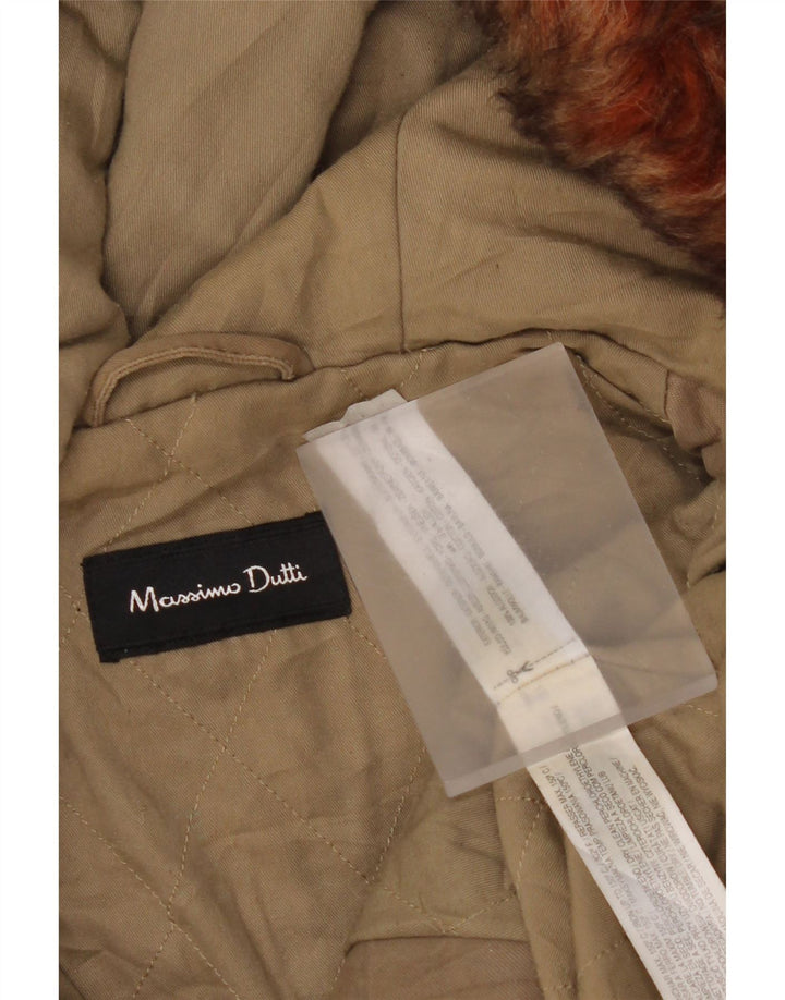 Ženska parka jakna s kapuljačom Massimo Dutti UK 14, srednji kaki pamuk