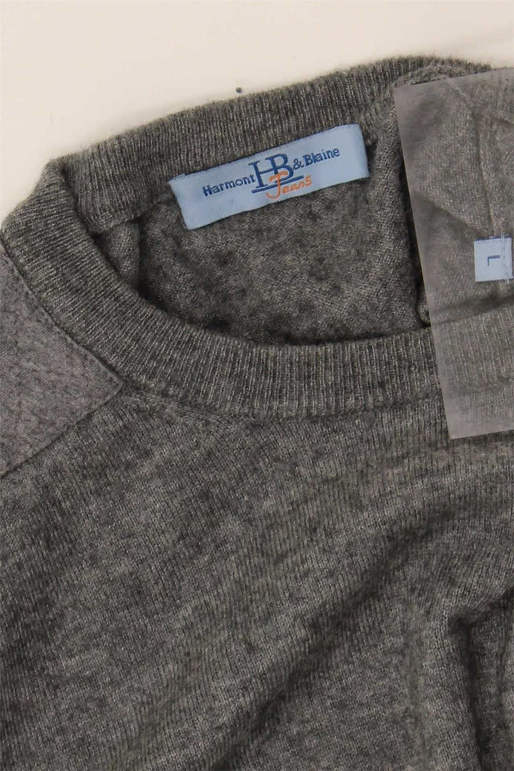 HARMONT & BLAINE Mens Crew Neck Jumper Sweater Large Grey Wool