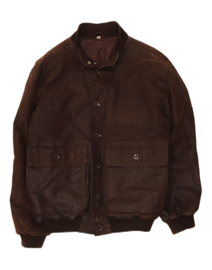 Vintage muška bomber kožna jakna IT 48 srednje smeđa