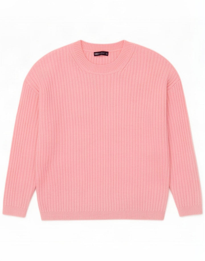 Marks & Spencer ženski džemper s okruglim izrezom UK 16 Large Pink Polyester