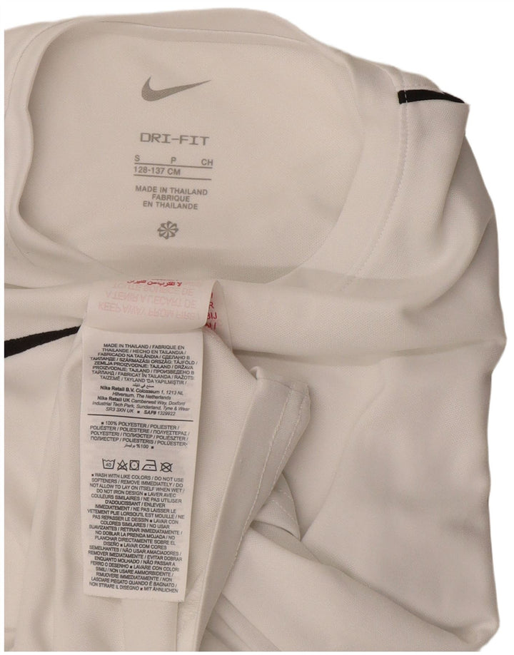 NIKE Boys Dri Fit T-Shirt Top 8-9 Years Small White Poliester