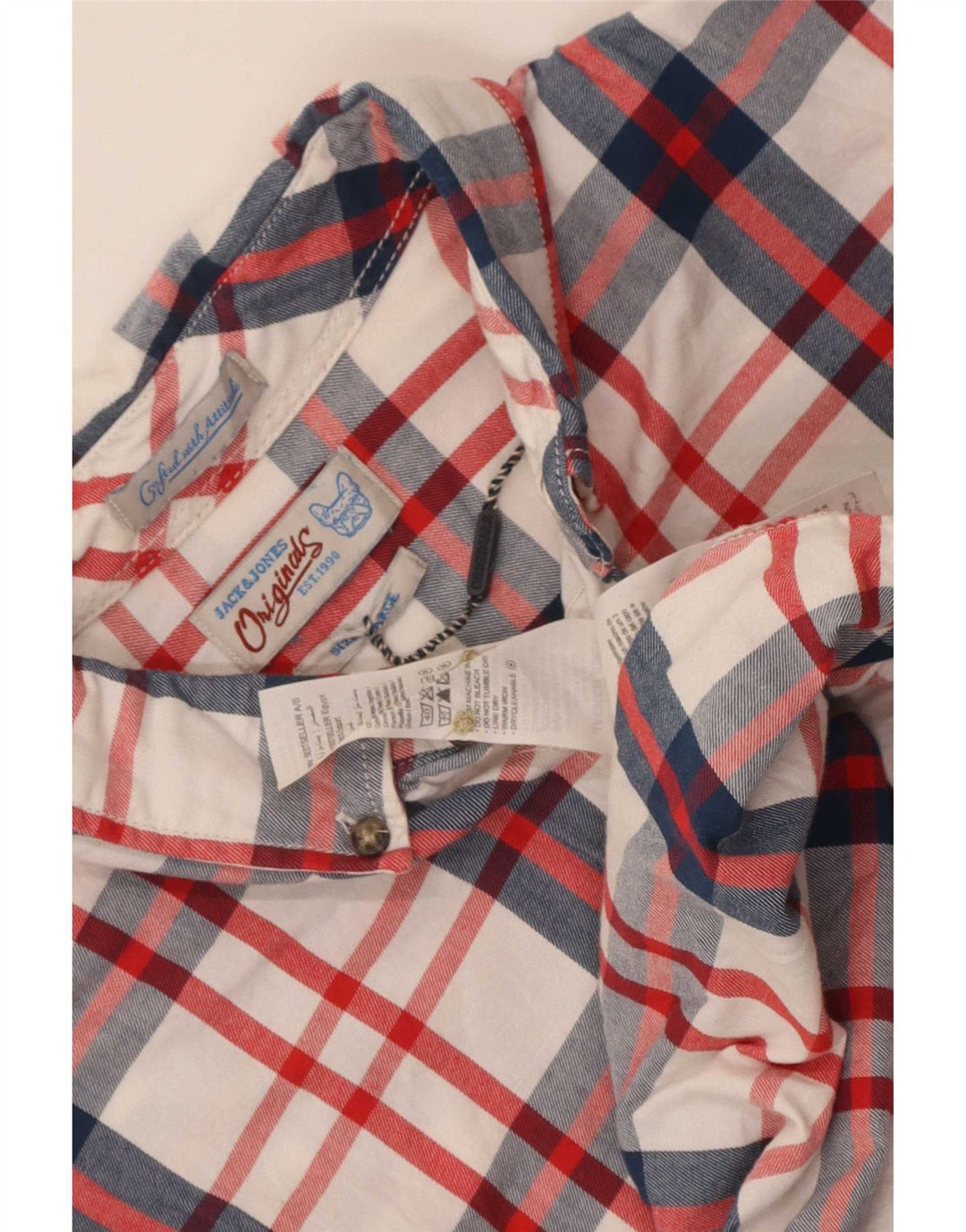 Jack & Jones muška košulja kratkih rukava Veliki bijeli karirani pamuk