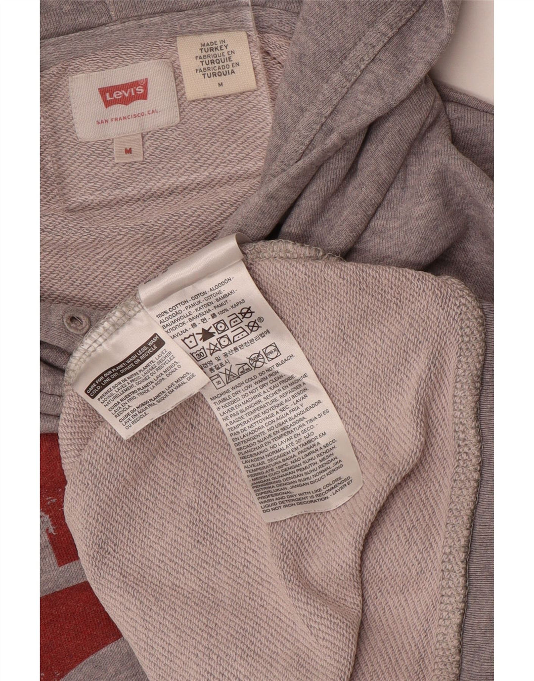 Levi's muška majica s kapuljačom s kapuljačom, srednje sivi pamuk