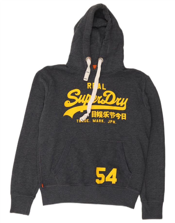 Superdry muška majica s kapuljačom s kapuljačom, srednje sivi pamuk