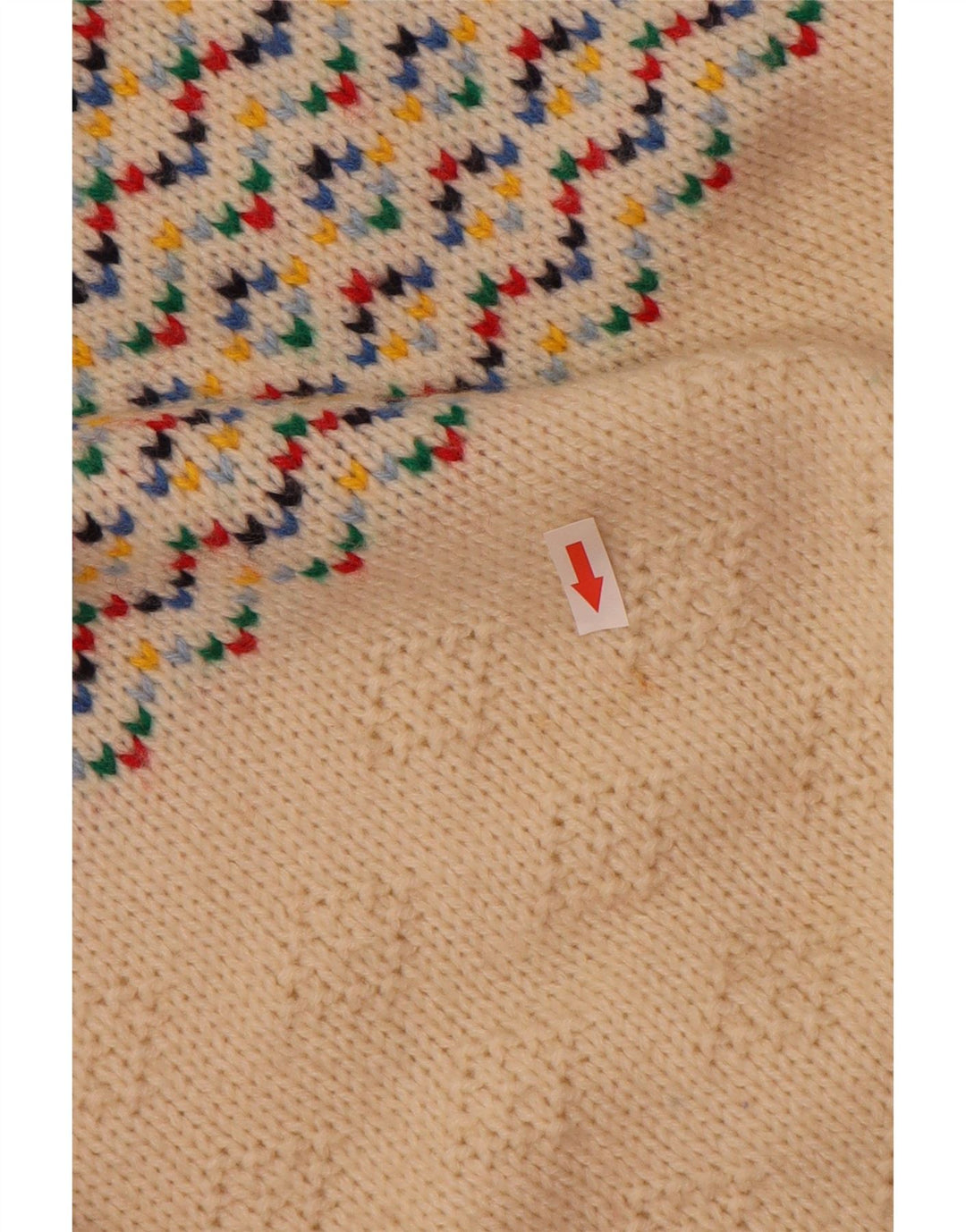 Vintage muški džemper s okruglim izrezom srednje bijele boje Fair Isle