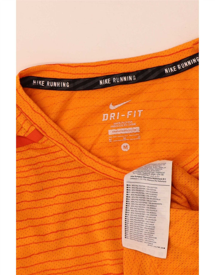 Nike Dri Fit T-Shirt Top srednje narančaste pruge od poliestera