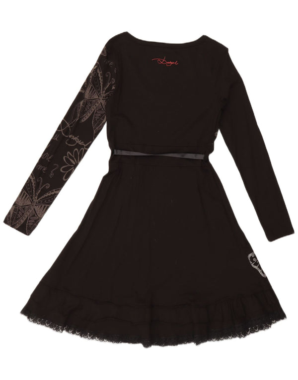 Ženska haljina A-kroja Desigual UK 12, srednje crna, šarena s cvjetnim uzorkom