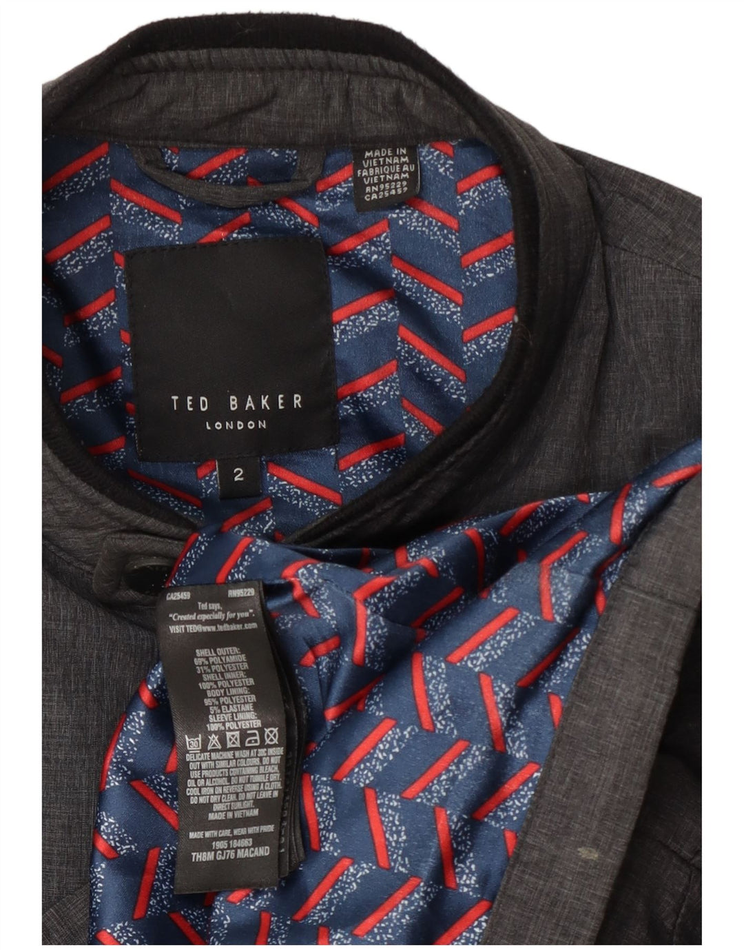Muška bomber jakna Ted Baker, veličina 2, mala siva od poliamida