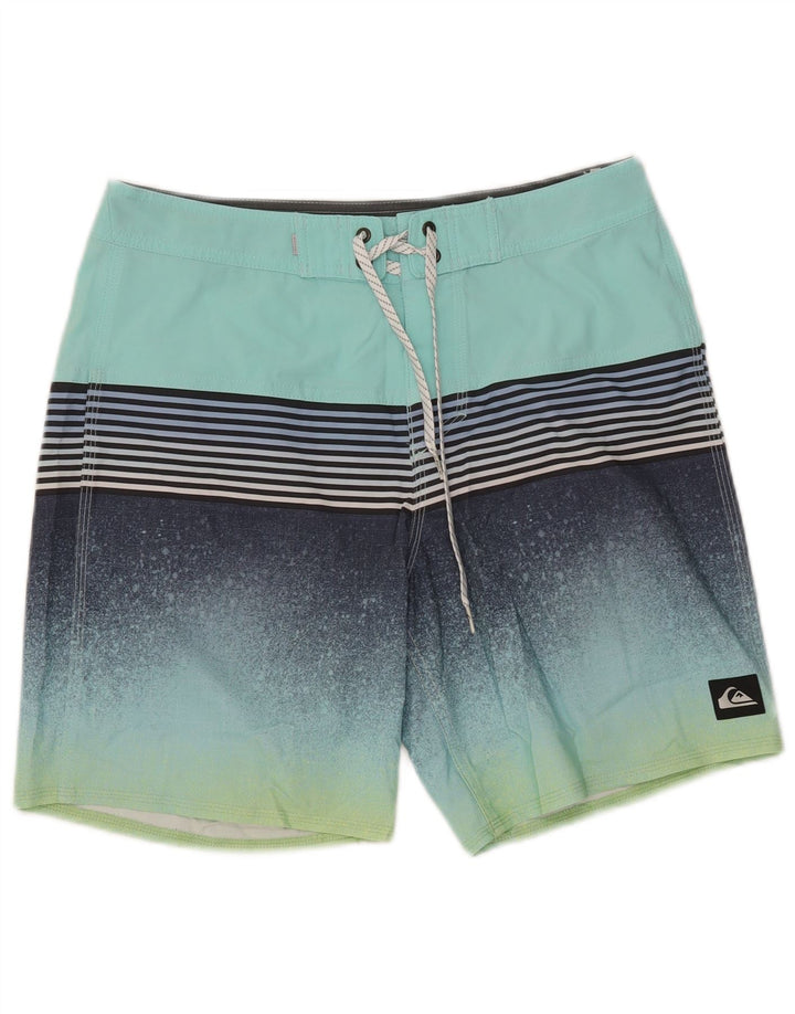 Quiksilver muške kratke hlače za kupanje srednje tirkizne pruge od poliestera