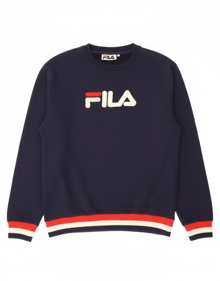 Fila muški džemper s grafičkim motivima, srednje tamnoplavi pamuk