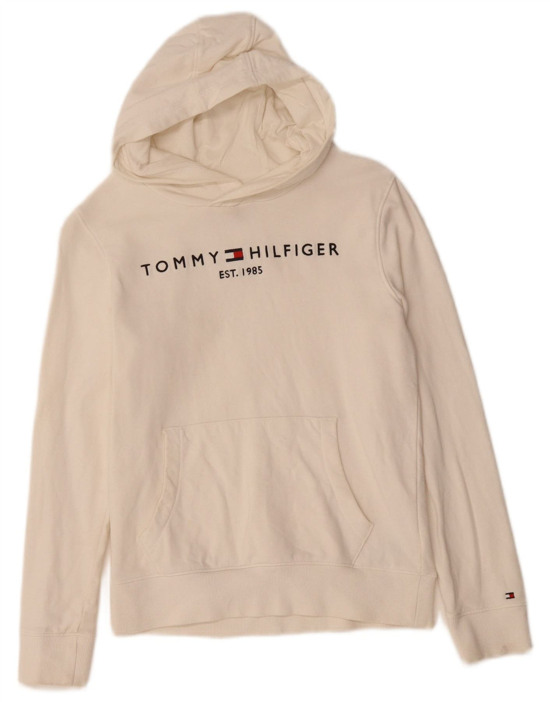 TOMMY HILFIGER Džemper s kapuljačom s kapuljačom za djevojčice 11-12 godina, bijeli pamuk