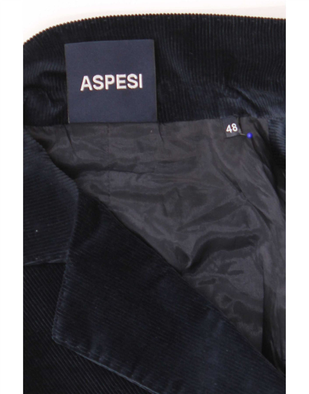 Aspesi ženska jakna od samta s 2 gumba IT 48 XL tamnoplavi pamuk
