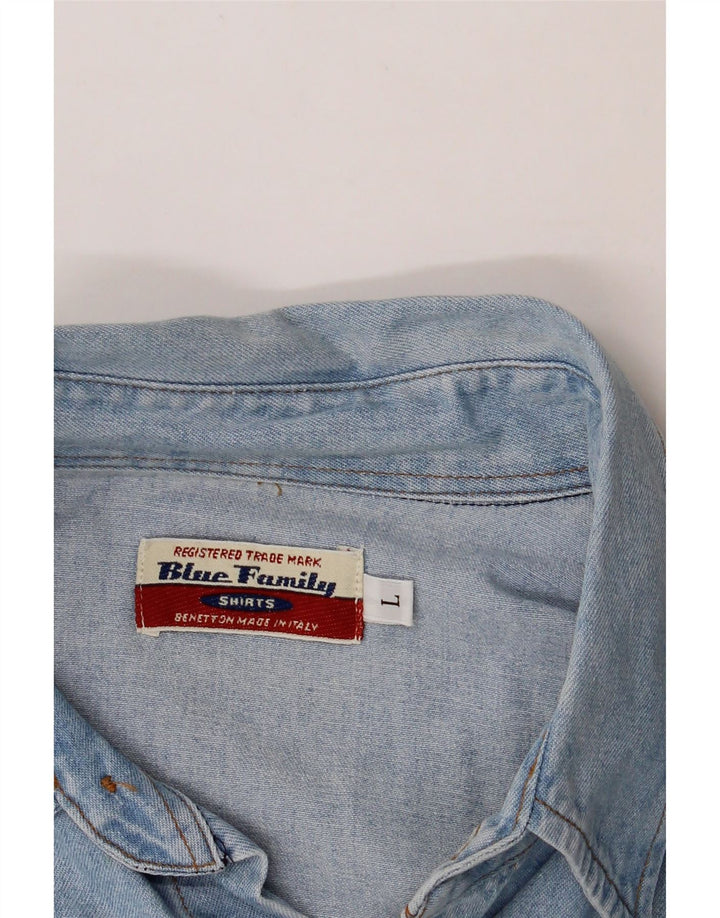 VINTAGE Mens Denim Shirt Large Blue Cotton Vintage Vintage and Second-Hand Vintage from Messina Hembry 