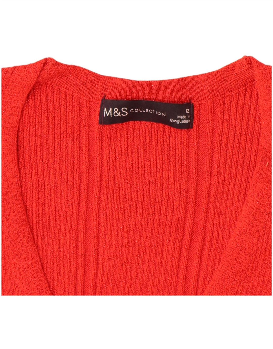 MARKS & SPENCER Womens V-Neck Jumper Sweater UK 12 Medium Red Viscose